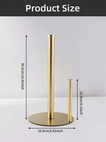 Support de papier toilette en acier inoxydable à deux pôles doré, support pour rouleau de cuisine, support de rangement pour film alimentaire, support de serviettes de cuisine non perforé, organisateur de salle de bain