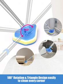 1set Floor Scrub Brush Shower Scrubber Cleaning Bathtub And Tile Scrubbing Brush, Long Handle, Removable Scrubbing Brush, For Deep Cleaning Shower Bathrooms, Decks, Tubs, Tiles, Kitchens, Swimming Pools, Patio, Toilet Sink