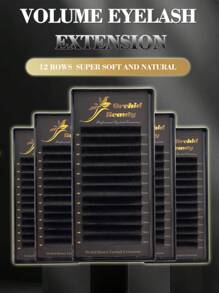 Orchid Lashes Extensiones de pestañas individuales de visón para belleza de orquídeas, 12 filas, mate negro, volumen C Curl, extensiones de pestañas naturales clásicas rusas suaves, pestañas postizas de visón premium y cashmere, insumos para maquillaje de salón de belleza, longitudes de 8 a 15 mm