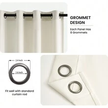 Topfinel 4-Piece Privacy Blackout Curtains,  Soft Velvet Curtains Suitable For Living Room Bedroom Grommet Top Blackout Curtains, Luxury Curtains For Home Decoration - IVORY - View 5