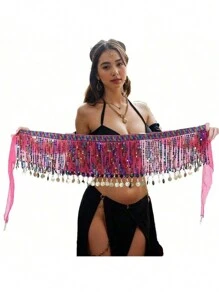 Belly Dance Belt Costumes Sequins Tassel Belly Dance Hip Scarf For Women Belly Dancing Belts Indain Colors Belt - Multicolor - View 17