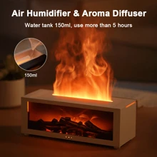 Air Humidifier Flame Fireplace Aromatherapy Machine Desktop Air Diffuser Essential Oil With Timed Colorful Light Remote Control Gifts Birthday Graduation