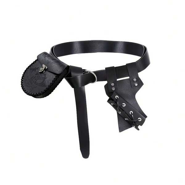 Conjunto De 3 Peças De Espada E Suporte De Pu Casual Estilo Medieval, Adequado Para Todas As Estações, Feriados, Renascentista, Cavaleiros, Piratas, Acessórios De Fantasia De Guerreiro Viking - Bainha Estilo Real
