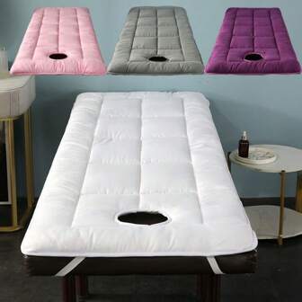 1pc Soft Thick Spa Massage Table Pad & Face Cradle Set - Comfortable Facial Bed Cover With Holes