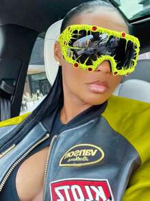 1副超大框时尚眼镜，手工制作，滴胶工艺，深色眼球造型，派对眼镜，前卫夸张，个性化Y2K风格，适合万圣节、圣诞节派对，女士时尚眼镜，沙滩配饰，复古Y2K风格，适合夏季海滩度假、户外旅行 - 彩色 - 查看 6