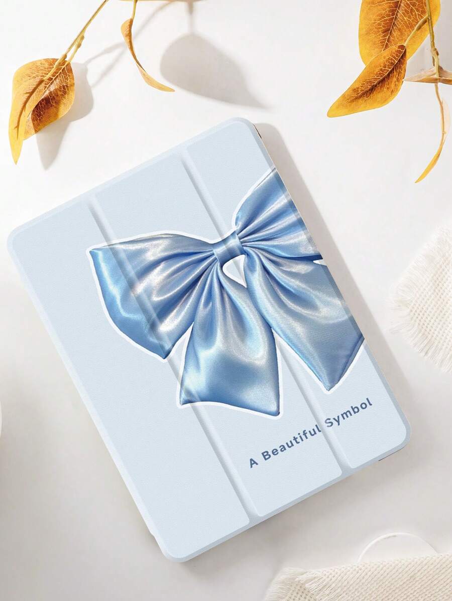 Ayotu 蓝色蝴蝶结兼容保护壳兼容 iPad 10.2 英寸 2021/2020 iPad 第 9/8 代，兼容三星 Galaxy Tab A8 10.5 英寸 2022、Matepad 10.4、平板电脑，带笔架，支持自动睡眠/唤醒保护套