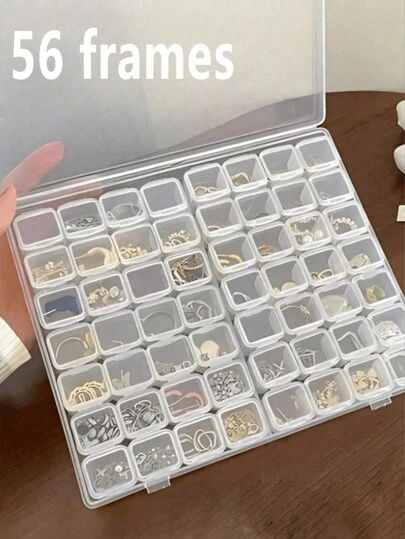 1pc 56/28/4 Compartment Transparent Storage Box, DIY Accessories Organizer, Jewelry, Nail Art, Diamond Painting Beads, Craft Supplies Compartment Case