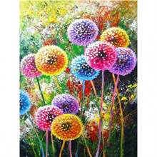 SNA 2025新款彩色蒲公英花5D DIY绘画新款珠宝十字绣马赛克工艺刺绣艺术花卉静物 - 需要自己繡製,不含框架 - 查看 2
