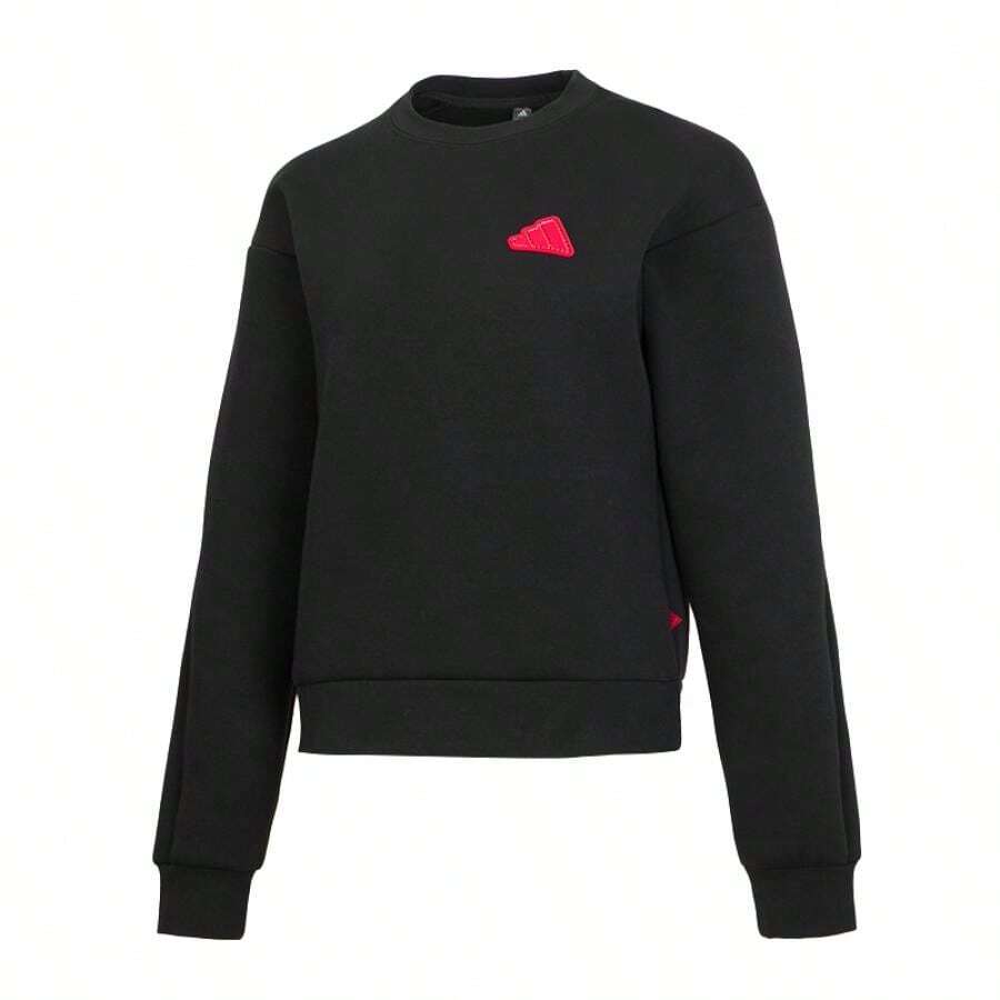 Adidas Moletom Feminino, Gola Redonda Manga Longa Suéter - Preto - Visão 1