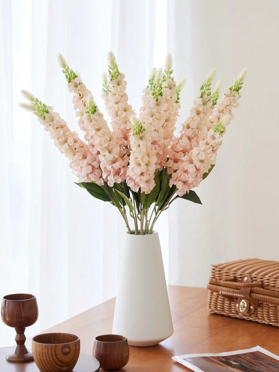 MEHELANY 6pcs - 29.2 Inches - Light Pink Gypsophila Artificial Flowers, Delphinium Silk Flowers, Long Stem Hyacinth Fake Flowers, Suitable For Wedding, Home, Outdoor Party Floral Arrangement, Tabletop Decor, Home, Garden, Hotel, Kitchen Counter, Fireplace, Dining Table Decoration - Baby Pink - View 1