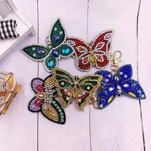 SNA 5-Piece 2025 New Style Diamond Painting Butterfly Keychain Kit, Christmas Valentine's Day Mother's Day Birthday Gift