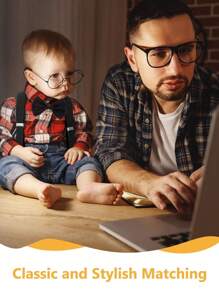 儿童吊带领结套装，学生燕尾服领结吊带，男孩女孩可调节背带夹，适合派对、婚礼、生日庆祝 - 彩色 - 查看 4