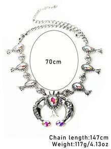 1pc Vintage Western Boho Turquoise Necklace, Suitable For Women To Wear During Holiday, Party And Everyday - Multicolor - View 9