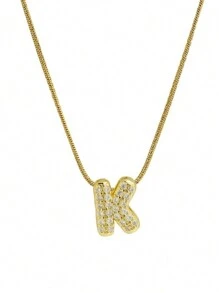 26 件英文字母吊坠项链，不锈钢链条，时尚配饰 - 金色 - 查看 6