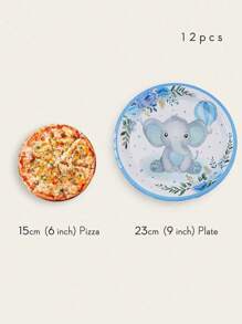 24/12 piezas, platos de papel desechables, platos de papel con diseño de elefante/elefante bebé, platos para comida, tema de elefante bebé/globo, platos de papel de 7 pulgadas, platos de papel de 9 pulgadas, accesorios para fiestas, decoraciones, para usar en fiestas, barbacoas, picnics, celebraciones, fiestas, campamentos, regalos para mamá, fiestas temáticas de cumpleaños y juegos de comida, pañuelos, vasos de papel, decoración del hogar, suministros para fiestas, bandejas, platos para postre, tartas de cumpleaños