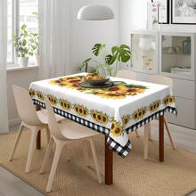 1pc/2pcs, Rectangular And Circular Polyester Tablecloths, Vintage Sunflower Flower Tablecloths, Home Vintage Anti Fouling Tablecloths, Dust-Proof And Washable PVC Tablecloths, Picnic Camping, Wedding, Birthday Party, Restaurant Buffet, Home Decorationft