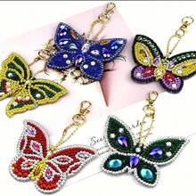 SNA 5-Piece 2025 New Style Diamond Painting Butterfly Keychain Kit, Christmas Valentine's Day Mother's Day Birthday Gift
