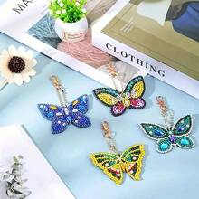 SNA 5-Piece 2025 New Style Diamond Painting Butterfly Keychain Kit, Christmas Valentine's Day Mother's Day Birthday Gift