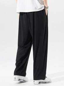 2pcs Plus Size Loose-Fit Silky Casual Pants, Breathable & Flowy, Fall Clothes - Multicolor - View 9