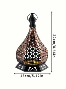 1pc Moroccan Style Metal Candle Holder, Vintage-Inspired Gilded Openwork Carved Wind Lamp, Romantic European Wedding Decor, Aromatherapy Candle Holder, Seascape Theme Decorative Hanging Light For Home, Courtyard, Garden, Villa, Distressed Lantern Design For Home Ambiance - Shipped Without Candles