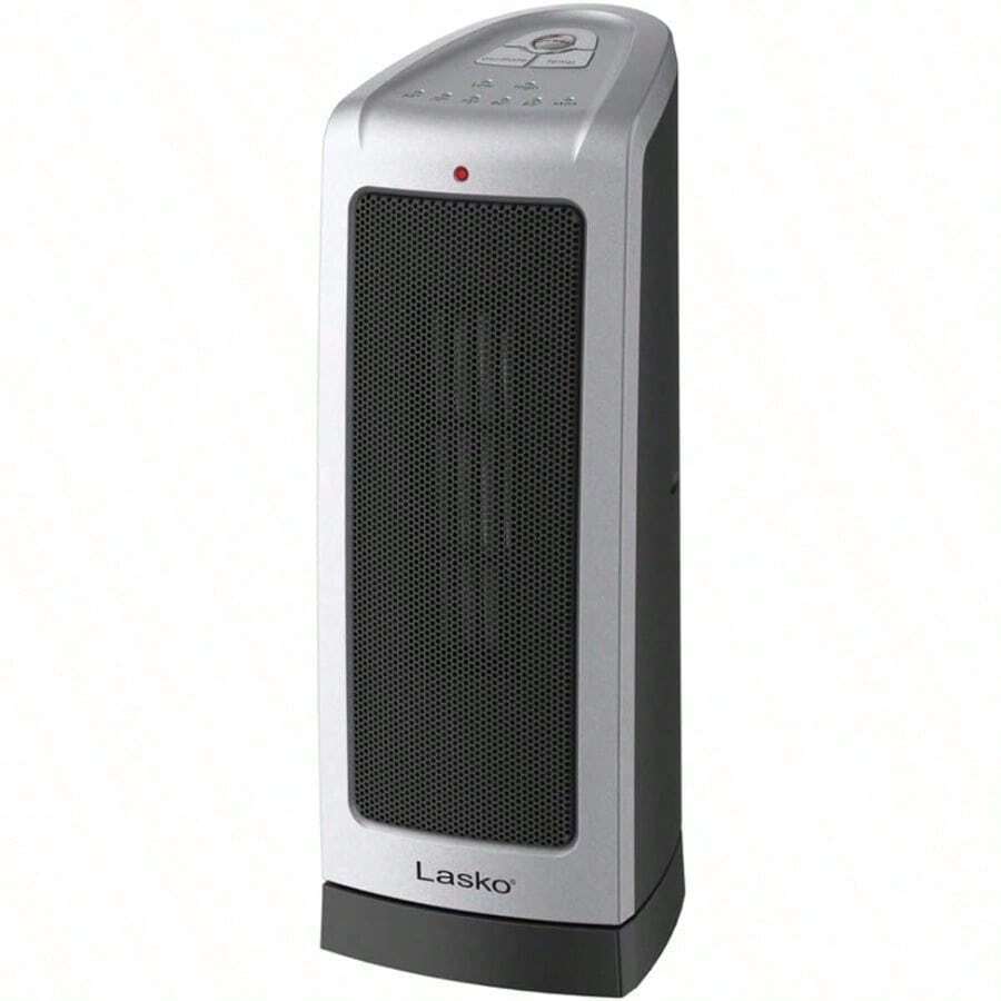 Lasko 5307 Torre calefactora de cerámica oscilante, 40.6 cm, 5309, Plateado/Negro, 1, 1 - 1 - Ver 1