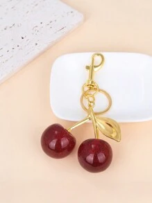 1 件樱桃钥匙扣，水果形金属钥匙圈配件，时尚背包吊坠，汽车配件，钱包装饰，适合母亲节、教师节、情人节 S 包魅力学校水果可爱哥特 Y2k 万圣节配饰教师节圣诞节礼物创意 - 彩色 - 查看 2