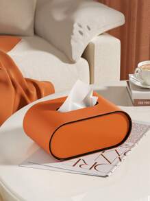 De deksel van de PU-leren tissuebox, een moderne, licht-luxueuze, hoogwaardige elliptische tissueboxhouder, een creatieve tissuebox, is een decoratief opbergitem met magnetische sluiting, geschikt voor woonkamers, nachtkastjes, slaapkamers, bureaus en badkamermeubels.
