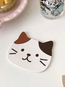 1PC Cute Cat Coasters Rubber Surface Insulation Non-Slip Hot Pads Cat Shaped Coasters, Interesting Coffee Cup Decoration, Bar, Small Cute Cat Coasters, Funny Cat Coasters Cat Shaped Ceramic Coasters, Desk Coffee Table Restaurant Decoration Cat Cute Coasters PVC Puppy Expression Silicone Coasters Insulation Pads Non-Slip Anti-Scalding Pads Bowl Mats Placemats Bar Teapot Mug Placemats Bowl Mats