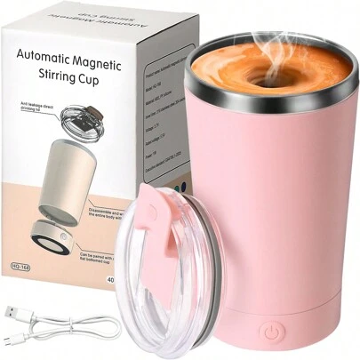 Self Stirring Mug With Lid 13.5 Oz Electric High Speed Mixing Cup 420ML Rechargeable Automatic Stirring Coffee Mixer Cup