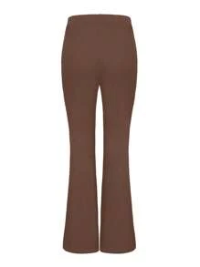 Women's Solid Color Daily Casual Striped Drape Leg-Enhancing Flared Pants - Brown - View 4