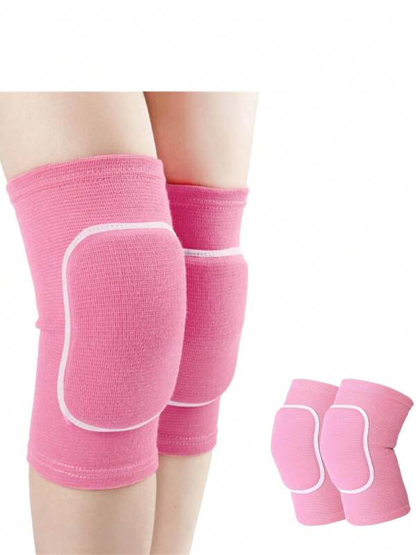Genouillères de danse souples, genouillères de lutte, pour le volley-ball, la danse, le football, le yoga, le basketball et le patinage. Travail flexible avec un soutien élastique pour les genoux (rose, noir, taille moyenne)