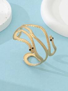 1pc Vintage Snake-Shaped Exaggerate Bracelet, Suitable For Daily Wear - Yellow Gold - View 3