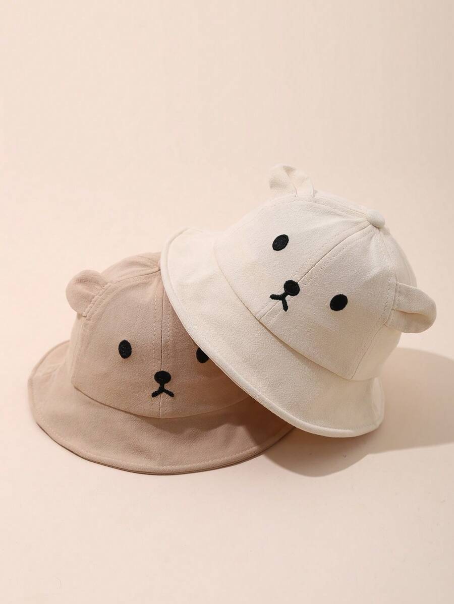 婴儿帽子，秋冬季宝宝防晒帽，幼儿男孩/女孩渔夫帽，带有可爱熊图案