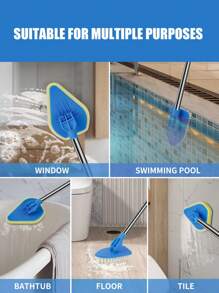 1set Floor Scrub Brush Shower Scrubber Cleaning Bathtub And Tile Scrubbing Brush, Long Handle, Removable Scrubbing Brush, For Deep Cleaning Shower Bathrooms, Decks, Tubs, Tiles, Kitchens, Swimming Pools, Patio, Toilet Sink