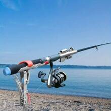 1pc Red Hanging Rod Holder With Foldable Design And Stable Ground Support, Allows Hands-Free Fishing