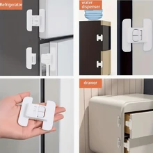 5/8pcs Window & Door Locks, Refrigerator Closer, Drawer Auto Lock, No Drilling Required Installation, Water Dispenser Door Closer, Anti-Opening Lock