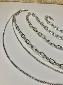 Cinto de Tripla Corrente Prata Dourado