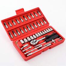 46 Piezas Kits de reparación de automóviles, juegos de llaves de trinquete, herramientas combinadas de reparación de automóviles - Plateado - Ver 11