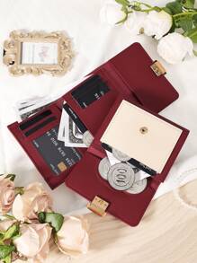Burgundy Bag Charry Red Bag Wine Red Bag Coin Pocket Double Fold Women's Wallet Mini Women's Fashionable Wallet With Multiple Card Slots And ID Card Window Very Suitable For Outdoor Travel And Returning To School For Women Wallet Mini Wallet Purse Wallet Small Wallet