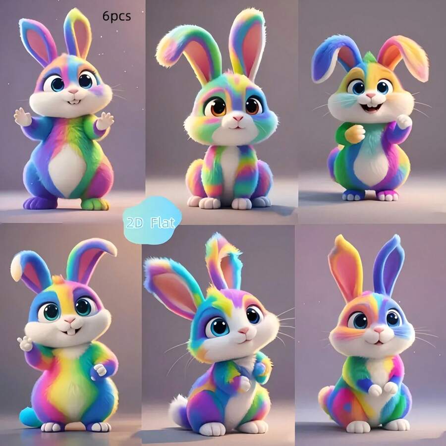 6 件套复活节兔子装饰套装 - 彩色亚克力兔子节日装饰，适合 7 月 4 日、圣诞节和感恩节
