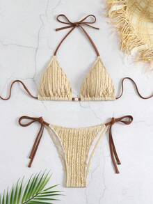 Bộ bikini màu gợi cảm cho nữ, dành cho kỳ nghỉ hè ở bãi biển - Màu Khaki - Xem 1