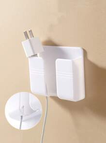 1pc Wall Mounted Mobile Phone Storage Box Without Punching Holes, Wall Remote Control Charger Storage Rack, Bedside Creative Bracket