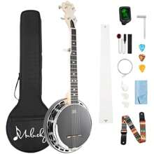 5 String Banjo MINI 28 Inch Travel Banjo Remo Head Resonator Geared 5th Tuner Beginning Kit Tuner Strap Wrench Picks Ruler - MB8031 - View 1