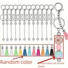 Bộ móc khóa hạt cườm 24/48/72 chiếc, bao gồm móc khóa hạt bạc và móc khóa tua rua da nhiều màu, dùng để làm đồ trang sức, vòng tay, mặt dây chuyền trang sức tự làm - Bạc - Xem 10
