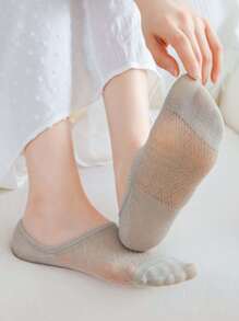 7 Pairs Women Candy Color Argyle Breathable Mesh Invisible Boat Socks, Suitable For Spring And Summer Daily Wear