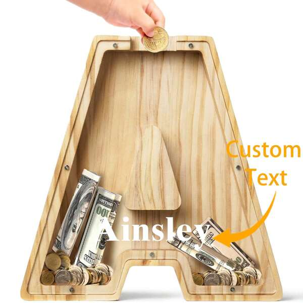 Personalized Savings Jars: Custom Name Monogrammed Savings Jars, Wooden Savings Jars, Money Saving Jars, Birthday Gifts