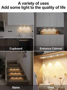 1 件橱柜下照明，可充电电池供电 LED 夜灯，室内运动传感器灯，3 种模式夜灯，无线厨房壁橱灯，粘贴式橱柜灯。家庭厨房、走廊、汽车、客厅、墙壁装饰灯 - 彩色 - 查看 6