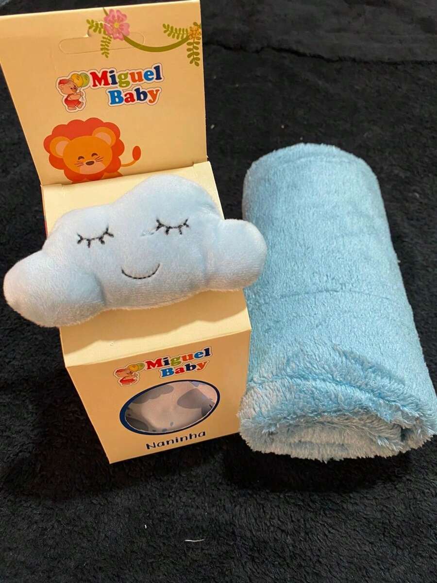 Baby Blanket Kit With Soft Blanket For Baby Boy And Girl With Pacifier Clip - Blue Cloud Kit - View 1