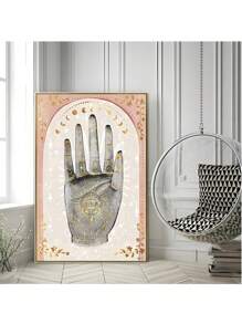 壁挂家居装饰木框艺术抽象手印画帆布海报数码印刷墙壁艺术油画（无外框）