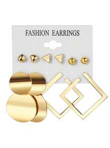 Simple Exaggerated Elegant Metal Geometric Stud Earrings, Perfect For Vacations, Dates, Gifts And Everyday Wear